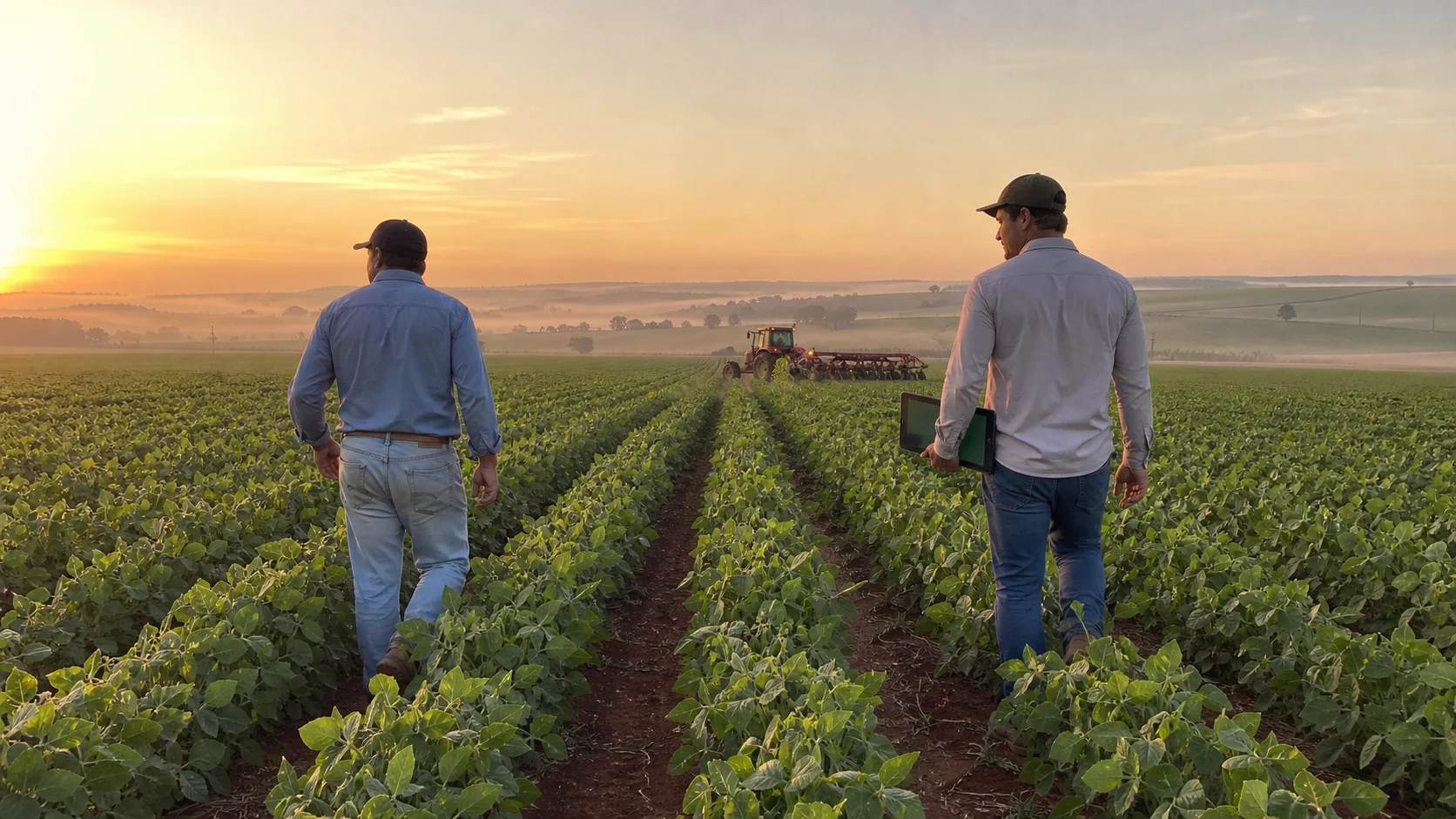 Equipe em lavoura de soja em Mato Grosso
